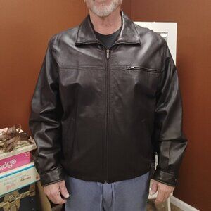 Lord & Taylor Genuine Leather Zip-Front Jacket — Men’s — Brown